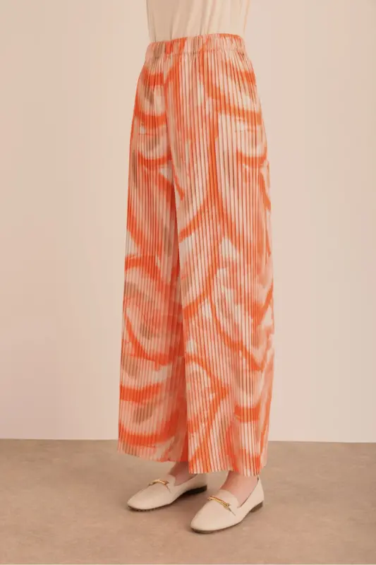 Pleated Patterned Pants - 5