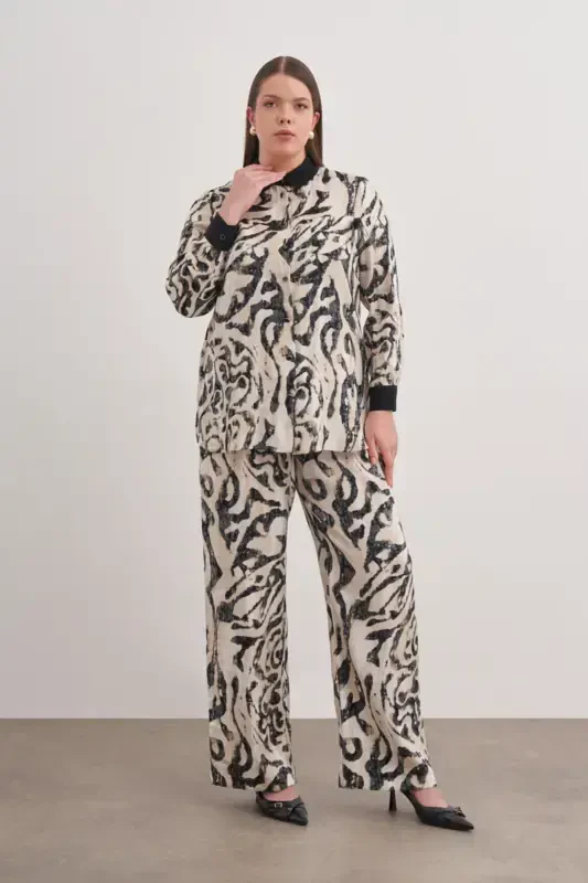 Pleated Patterned Trousers Skirt - AKER