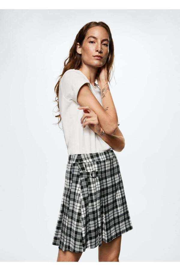 Pleated Plaid Skirt - 1