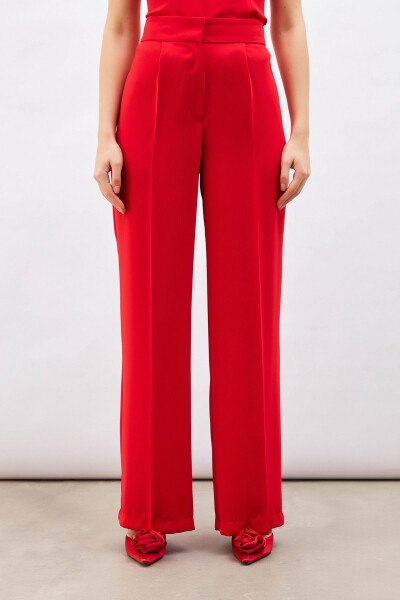 Pleated Relaxed Trousers - Red - 6