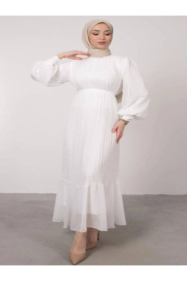 PLEATED SHIMMER CHIFFON MODEST DRESS WOMENS ISLAMIC CLOTHING - 1