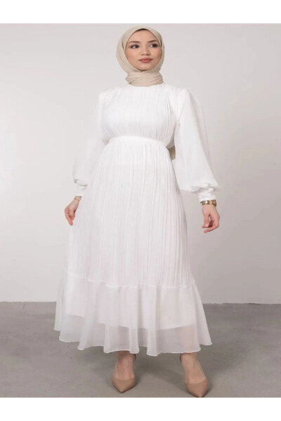 PLEATED SHIMMER CHIFFON MODEST DRESS WOMENS ISLAMIC CLOTHING - SUXİRCNHTMTS (1)