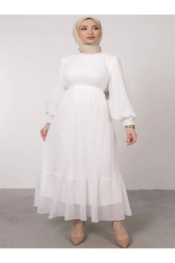 PLEATED SHIMMER CHIFFON MODEST DRESS WOMENS ISLAMIC CLOTHING - 2