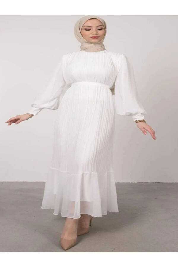 PLEATED SHIMMER CHIFFON MODEST DRESS WOMENS ISLAMIC CLOTHING - 4