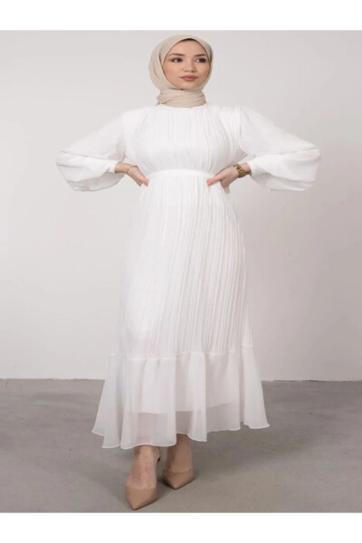 PLEATED SHIMMER CHIFFON MODEST DRESS WOMENS ISLAMIC CLOTHING - 5