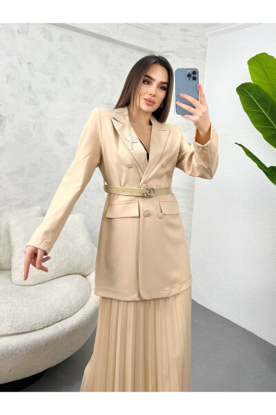 Pleated Skirt Suit Set - 3