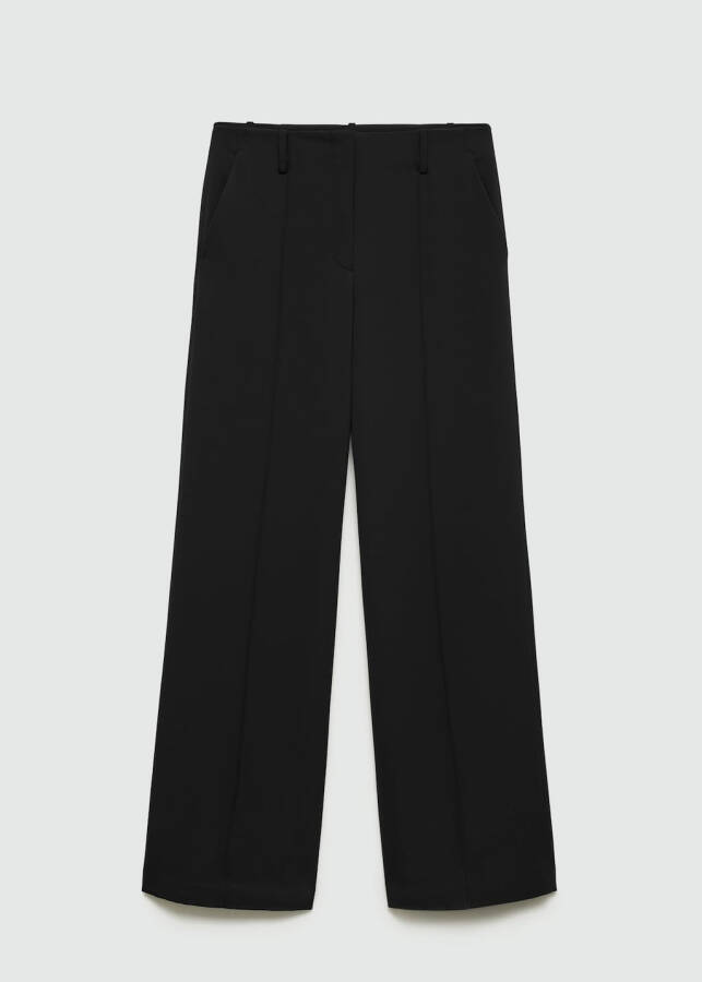 Pleated, straight-leg black pants - 1