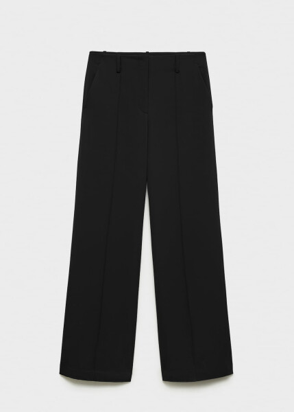 Pleated, straight-leg black pants - 6