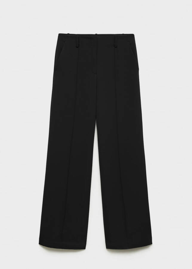 Pleated, straight-leg black pants - 6