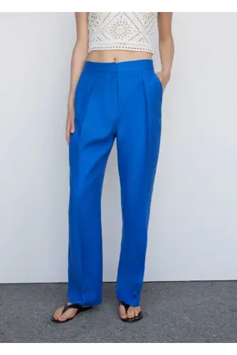 Pleated straight-leg trousers - 1