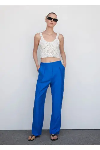 Pleated straight-leg trousers - MANGO WOMAN (1)