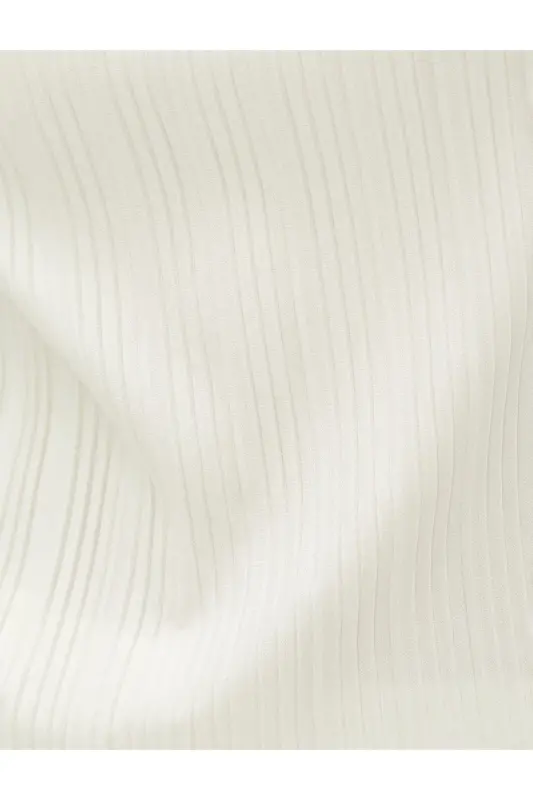 Pleated T-shirt Short Sleeve Crew Neck-Ecru - 6