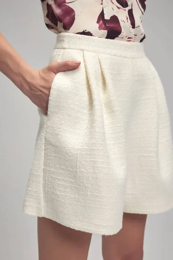 Pleated Tweed Shorts - 2