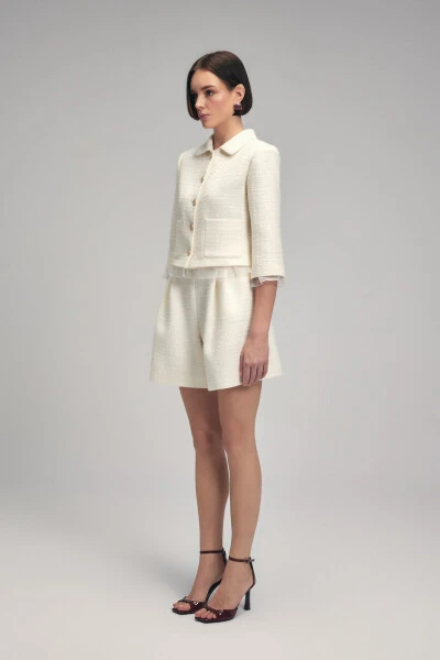 Pleated Tweed Shorts - 5