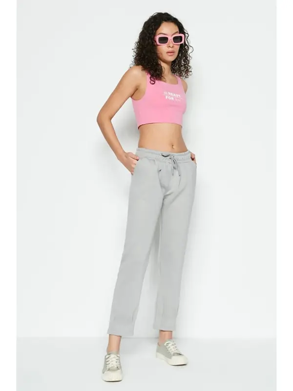 Pleated Waist And Cuffed Hem Sweatpants 810 Gray-Gray - LC WAIKIKI
