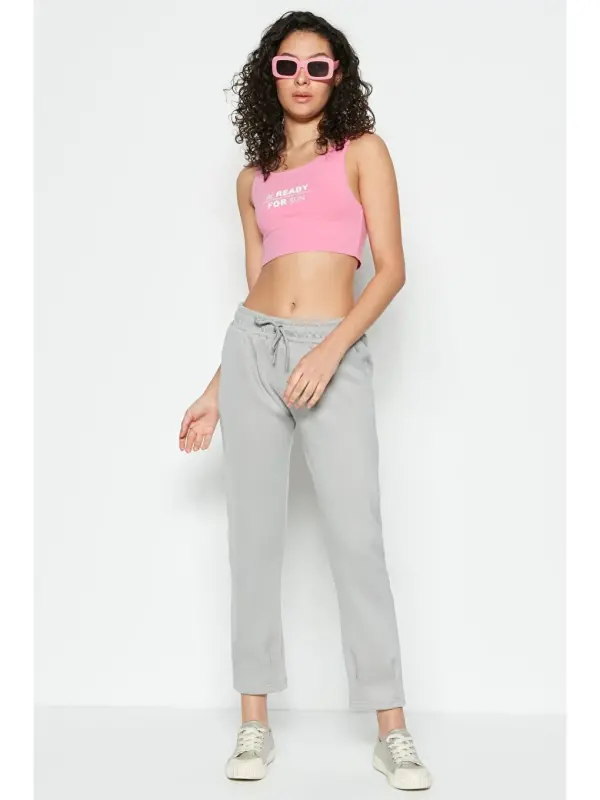 Pleated Waist And Cuffed Hem Sweatpants 810 Gray-Gray - 2