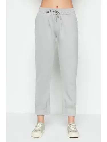 Pleated Waist And Cuffed Hem Sweatpants 810 Gray-Gray - 4