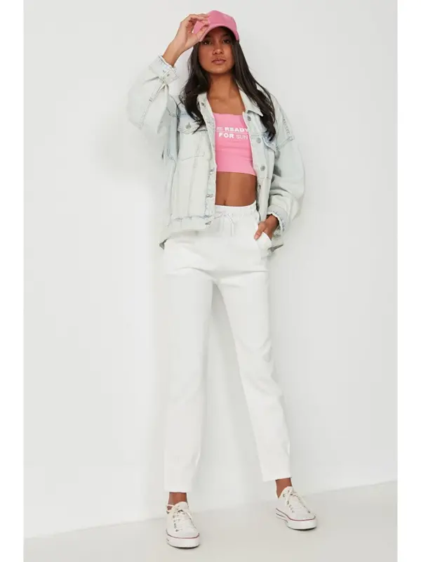 Pleated Waist and Hem Sweatpants 810 Ecru-Ecru - LC WAIKIKI