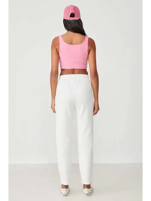 Pleated Waist and Hem Sweatpants 810 Ecru-Ecru - 4