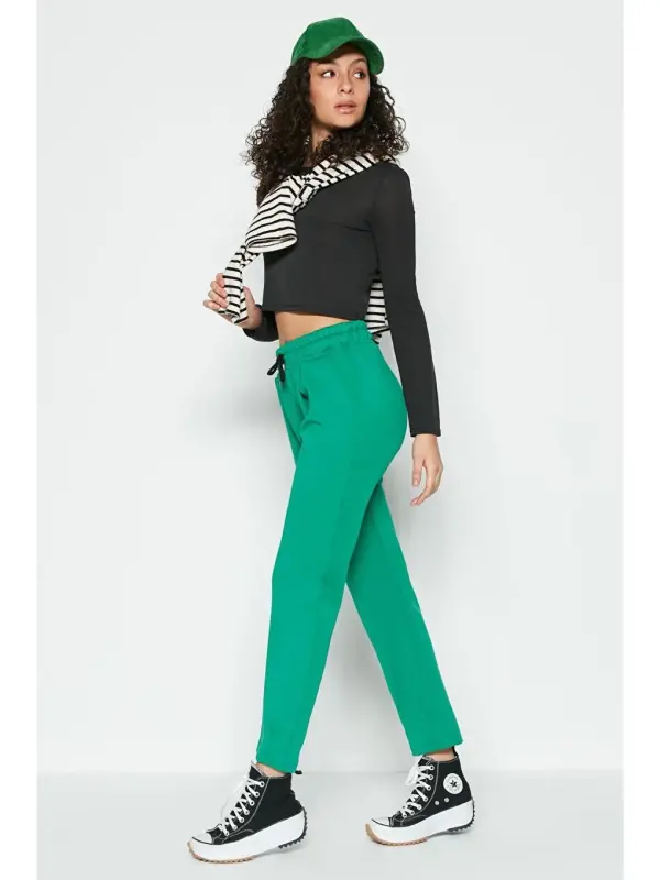 Pleated Waist and Hem Sweatpants 810 Green-Green - LC WAIKIKI