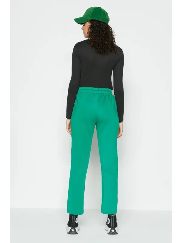 Pleated Waist and Hem Sweatpants 810 Green-Green - 4