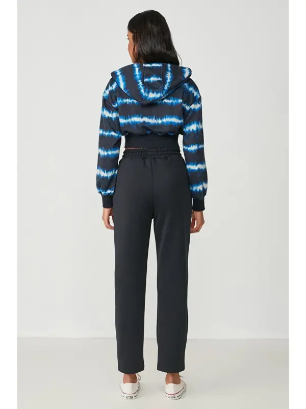 Pleated Waist and Hem Sweatpants 810 Navy-Navy - 3