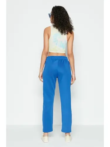 Pleated Waist and Hem Sweatpants 810 Sax-Blue - 3