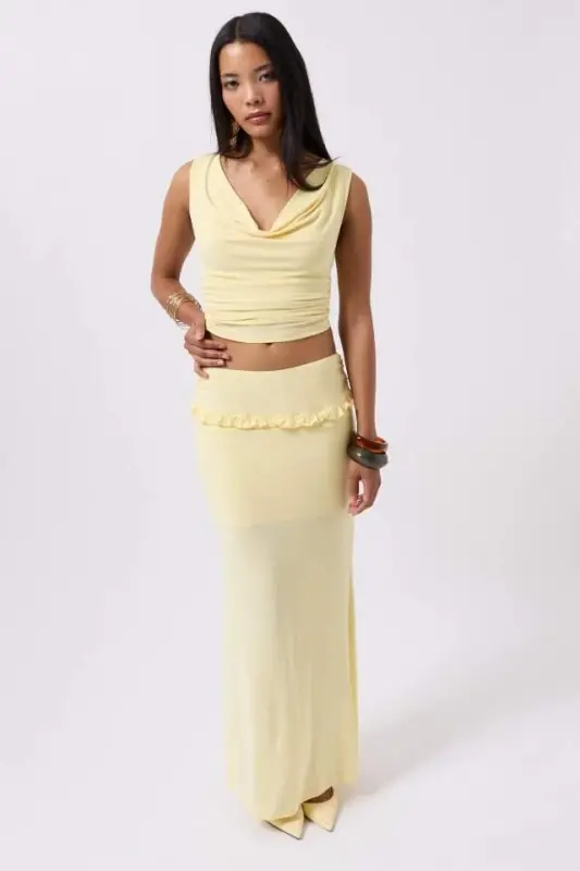 Pleated Waist Detail Maxi Skirt - BÜYÜKBEDENIZ