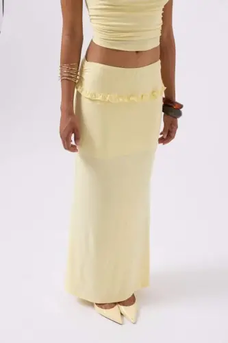 Pleated Waist Detail Maxi Skirt - 4