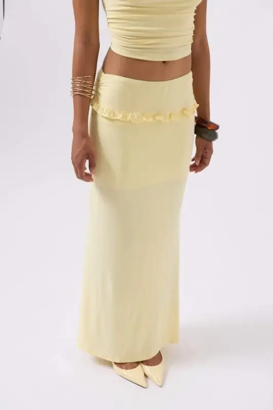 Pleated Waist Detail Maxi Skirt - 4