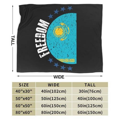 Плед с флагом Казахстана и свободой 40