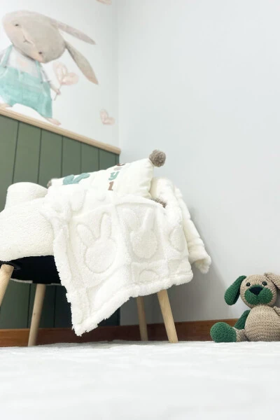 Плед Wellsoft Puffy для детей, белый мягкий плед, детский плед с рельефным изображением кролика - 4