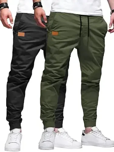 PLEPAN Erkaklar uchun Joggerlar Paxta Tortma Chino Kargo Shimlar Trekking Ochiq Havoda Twill Trek Jogger Sport Shimlari - 1