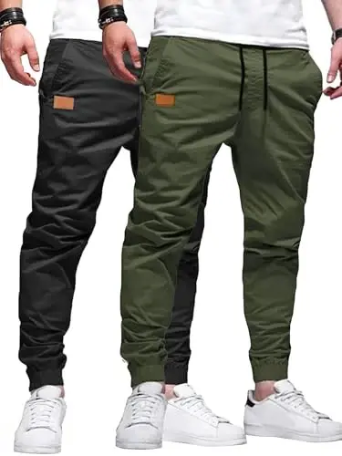 PLEPAN Erkaklar uchun Joggerlar Paxta Tortma Chino Kargo Shimlar Trekking Ochiq Havoda Twill Trek Jogger Sport Shimlari 