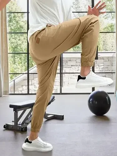 PLEPAN Mens Casual Cargo Joggers - Cotton Drawstring Chino Pants Hiking Outdoor Twill Track Jogging Sweatpants - 6