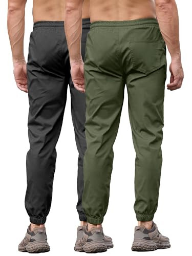 PLEPAN Erkek Günlük Jogger Pantolon Pamuklu İp Bağlamalı Chino Kargo Pantolon Yürüyüş Açık Hava Tuval Jogger Ter Pantolon - 3