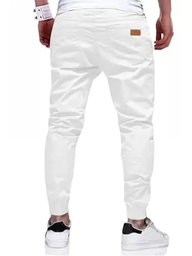 PLEPAN Mens Casual Cargo Joggers - Cotton Drawstring Chino Pants Hiking Outdoor Twill Track Jogging Sweatpants - PLEPAN (1)