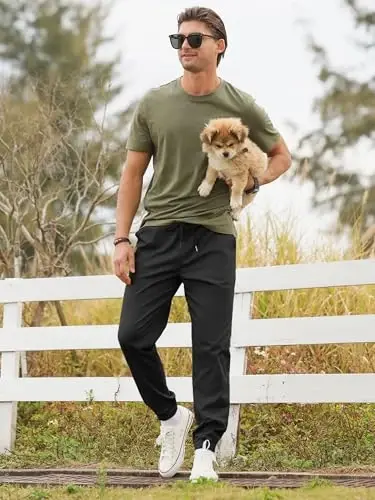 PLEPAN Mens Casual Cargo Joggers - Cotton Drawstring Chino Pants Hiking Outdoor Twill Track Jogging Sweatpants - 5