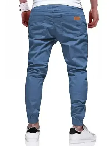PLEPAN Mens Casual Cargo Joggers - Cotton Drawstring Chino Pants Hiking Outdoor Twill Track Jogging Sweatpants - 2