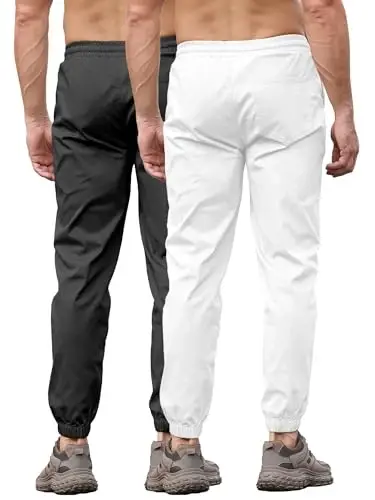 PLEPAN Mens Casual Cargo Joggers - Cotton Drawstring Chino Pants Hiking Outdoor Twill Track Jogging Sweatpants - 2