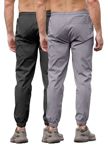 PLEPAN Mens Casual Cargo Joggers - Cotton Drawstring Chino Pants Hiking Outdoor Twill Track Jogging Sweatpants - 2