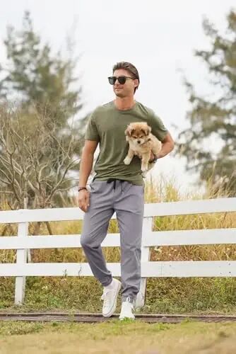 PLEPAN Mens Cotton Casual Cargo Joggers with 4 Pockets | Elastic Waist Drawstring, Track Jogging Sweatpants, Hiking,Outdoor, Comfortable - 5