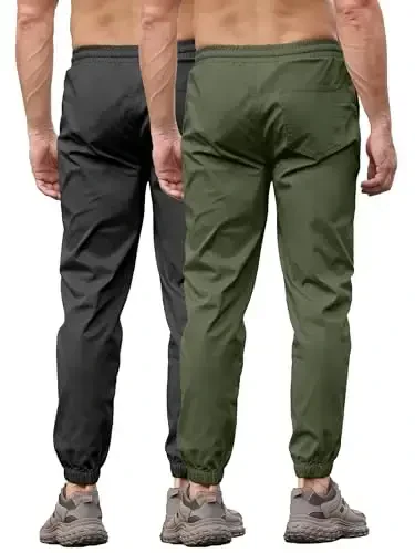 PLEPAN Joggers for Men Cotton Drawstring Chino Cargo Pants Hiking Outdoor Twill Track Jogger Sweatpants - 2
