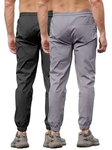 PLEPAN Mens Casual Cargo Joggers - Cotton Drawstring Chino Pants Hiking Outdoor Twill Track Jogging Sweatpants - 2