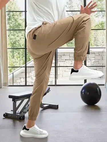 PLEPAN Mens Casual Cargo Joggers - Cotton Drawstring Chino Pants Hiking Outdoor Twill Track Jogging Sweatpants - 6