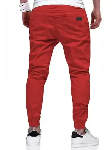 PLEPAN Mens Casual Cargo Joggers - Cotton Drawstring Chino Pants Hiking Outdoor Twill Track Jogging Sweatpants - 2
