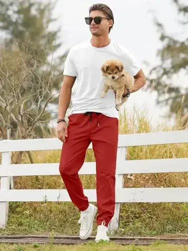 PLEPAN Mens Casual Cargo Joggers - Cotton Drawstring Chino Pants Hiking Outdoor Twill Track Jogging Sweatpants - 5