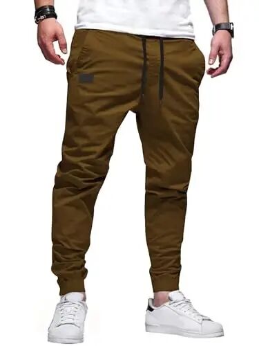 PLEPAN Mens Casual Cargo Joggers - Paxta Ipli Chino Shimlar Trekking Ochiq Havoda Twill Track Jogging Sport Shimlar - PLEPAN