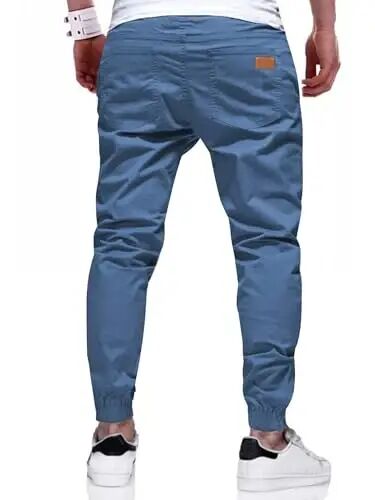 PLEPAN Mens Casual Cargo Joggers - Paxtali ip bilan bog'langan Chino shimlar Trekking uchun tashqi tvil sport shimlari - 2