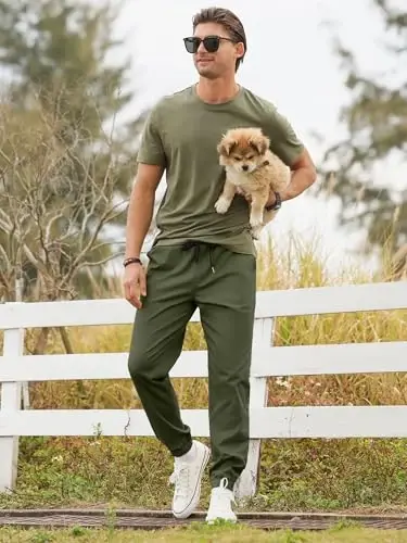PLEPAN Mens Cotton Casual Cargo Joggers with 4 Pockets | Elastic Waist Drawstring, Track Jogging Sweatpants, Hiking,Outdoor, Comfortable - 3